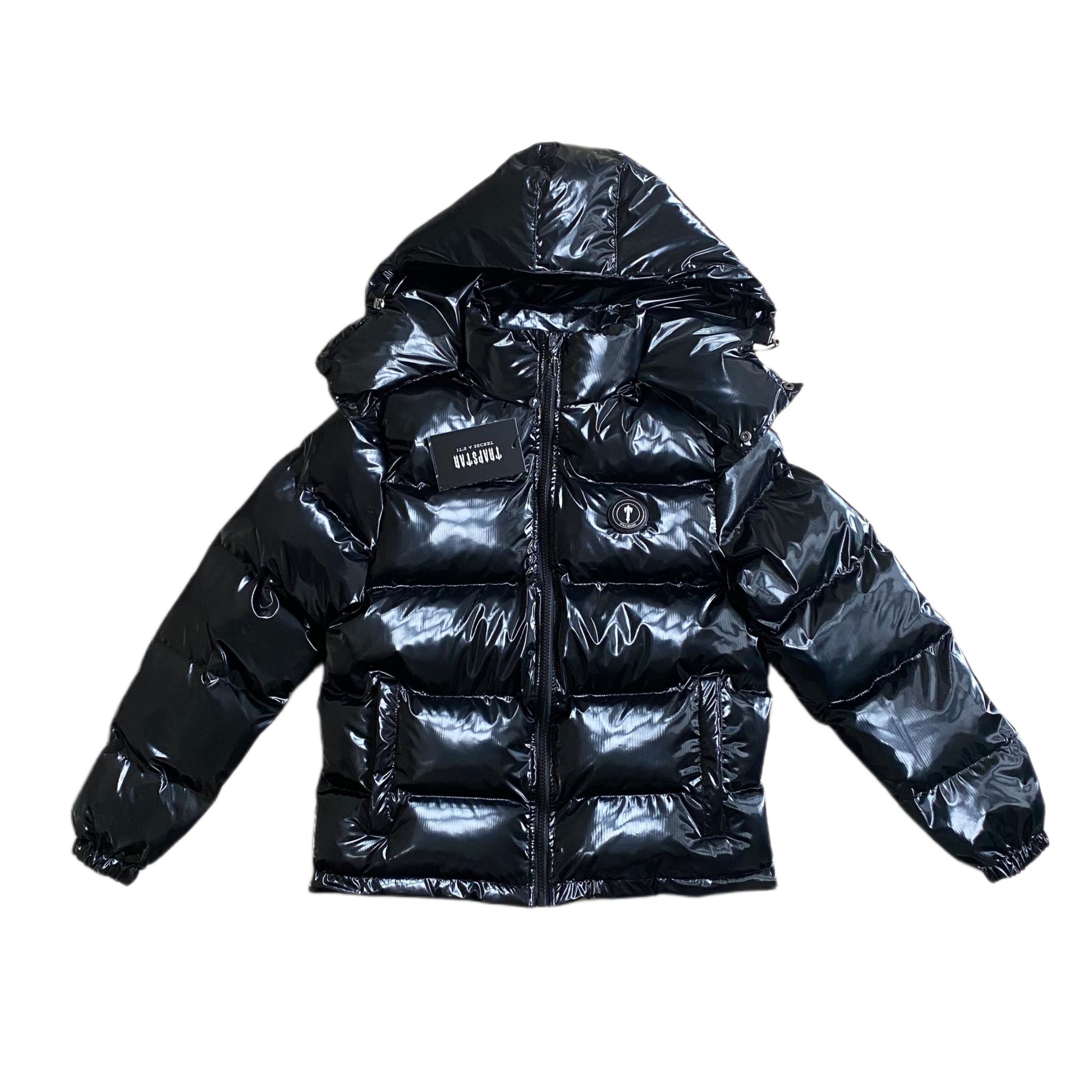 Trapstar irongate puffer jacket detachable hood shiny black – Theplugnz